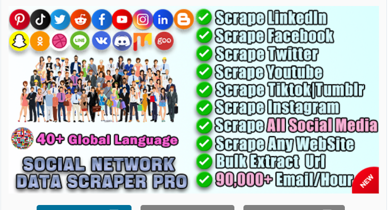 Social Network Data Scraper Pro |社交网络数据抓取器专业版 批量搜刮邮箱和电话号码-图片1